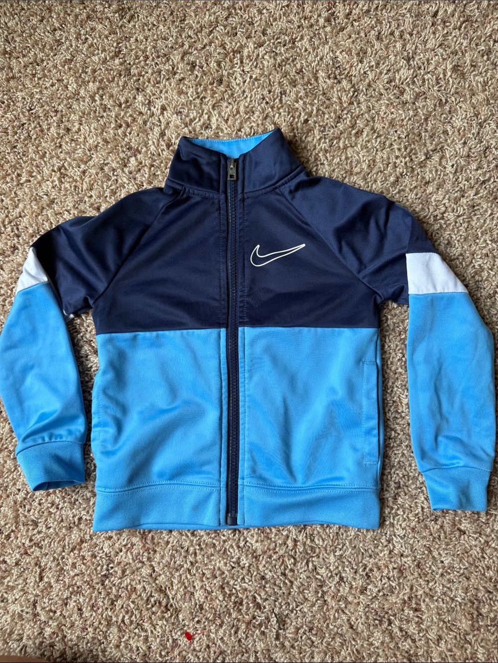 Nike Kids Colorblock Track Jacket in Navy and Light Blue